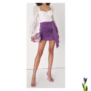Lulus Beachside Party Shiny Purple Ruched Tie-Frort
Mini Skirt size M